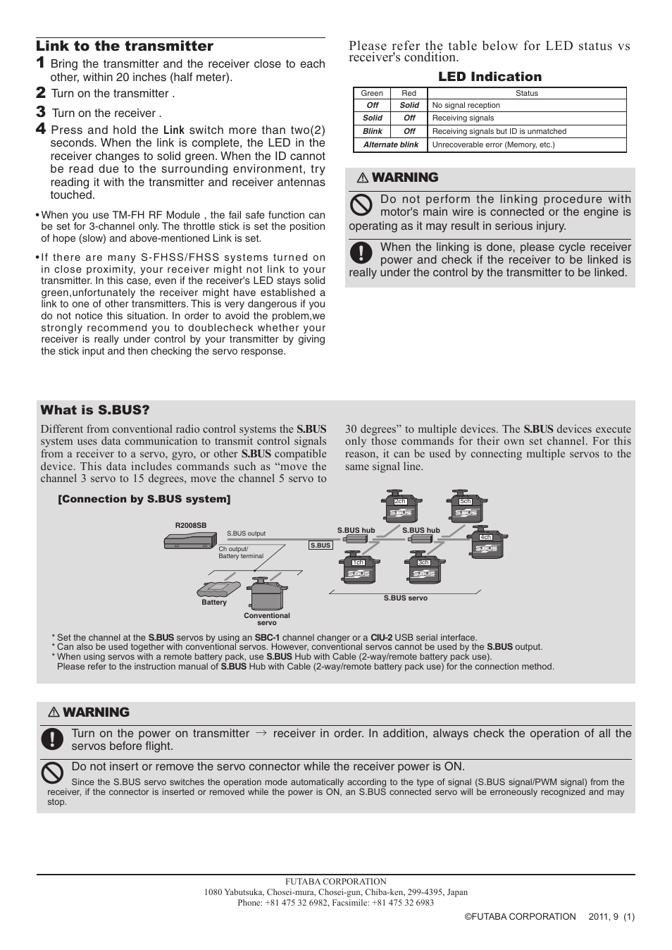 Link to the transmitter | Futaba R2008SB User Manual | Page 2 / 2