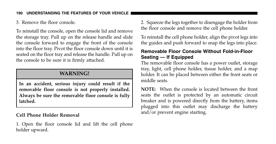 Chrysler 2006 Town and Country User Manual | Page 190 / 496