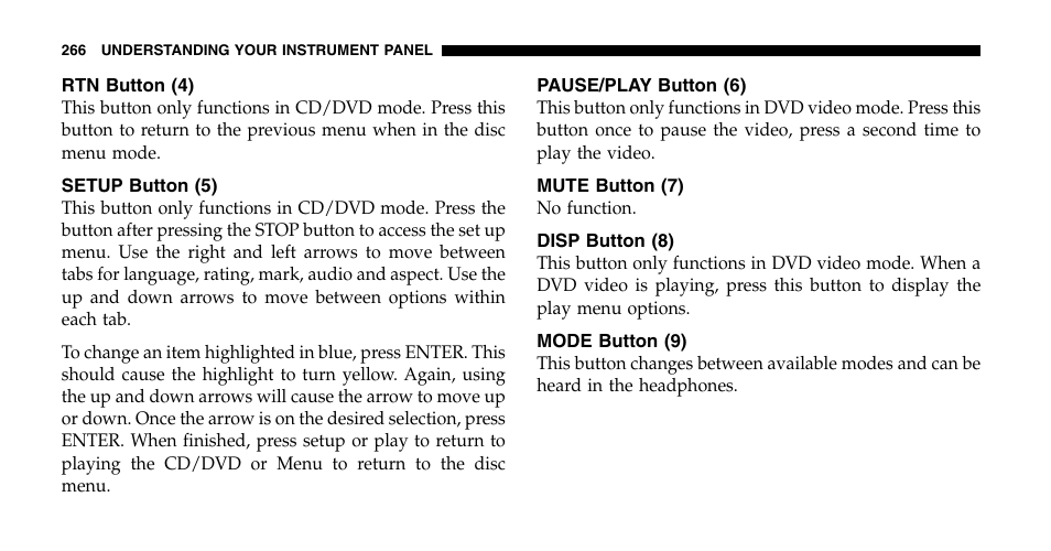 Chrysler 2006 Town and Country User Manual | Page 266 / 496
