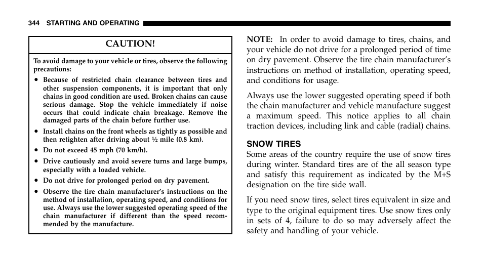 Caution | Chrysler 2006 Town and Country User Manual | Page 344 / 496