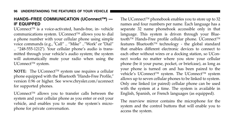 Chrysler 2006 Town and Country User Manual | Page 96 / 496