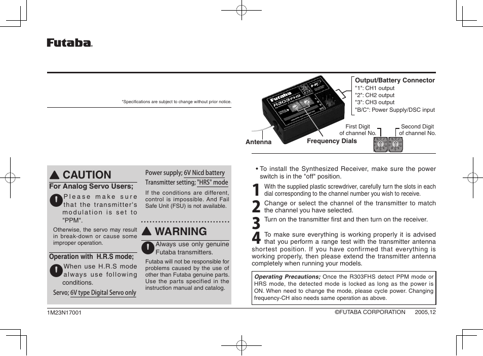 Futaba R303FHS User Manual | 1 page