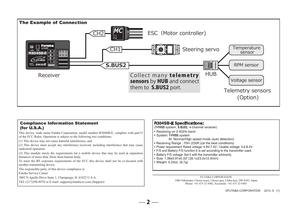 Receiver hub | Futaba R304SB-E User Manual | Page 2 / 2