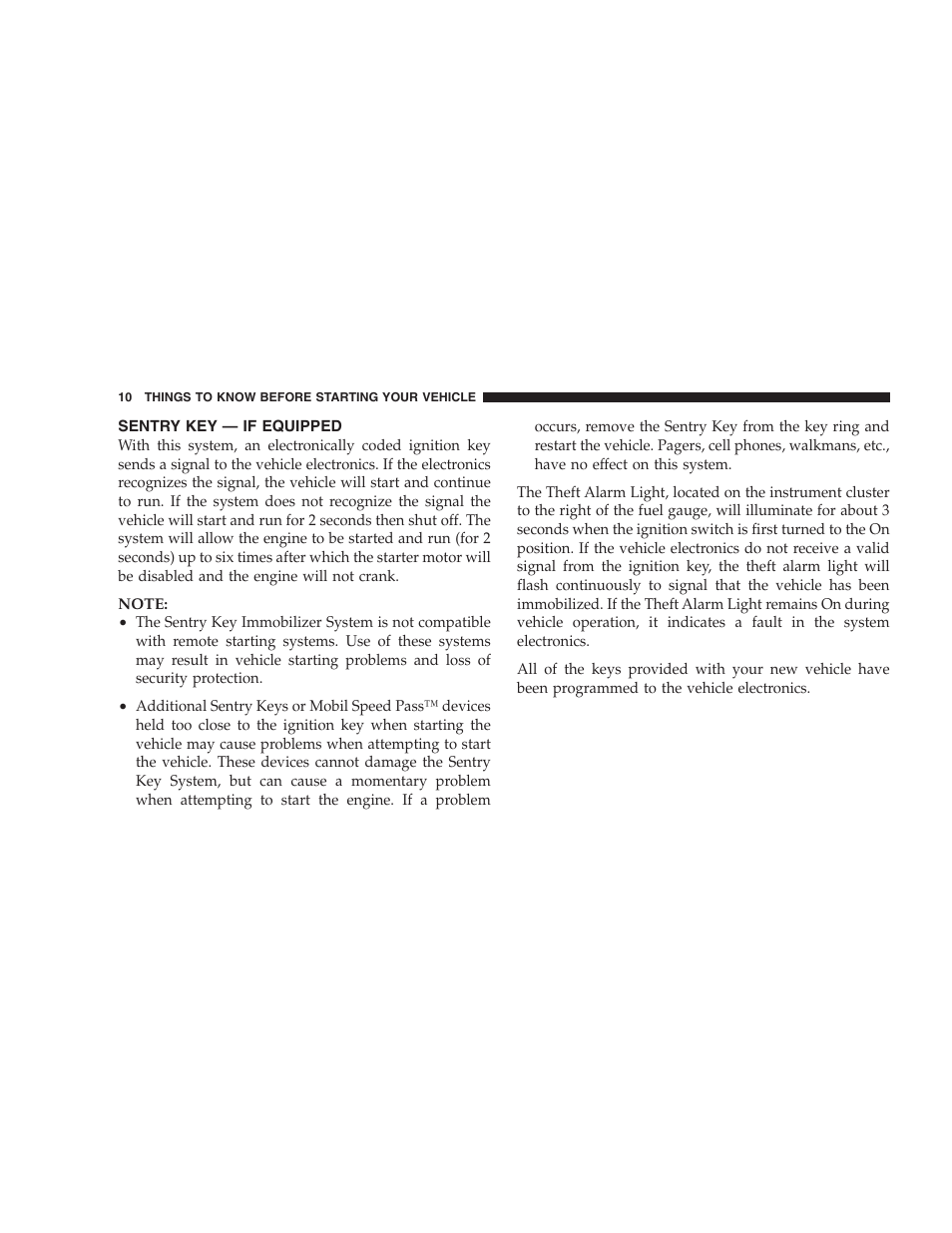 Sentry key — if equipped | Chrysler 2006 Sebring Convertible User Manual | Page 10 / 302