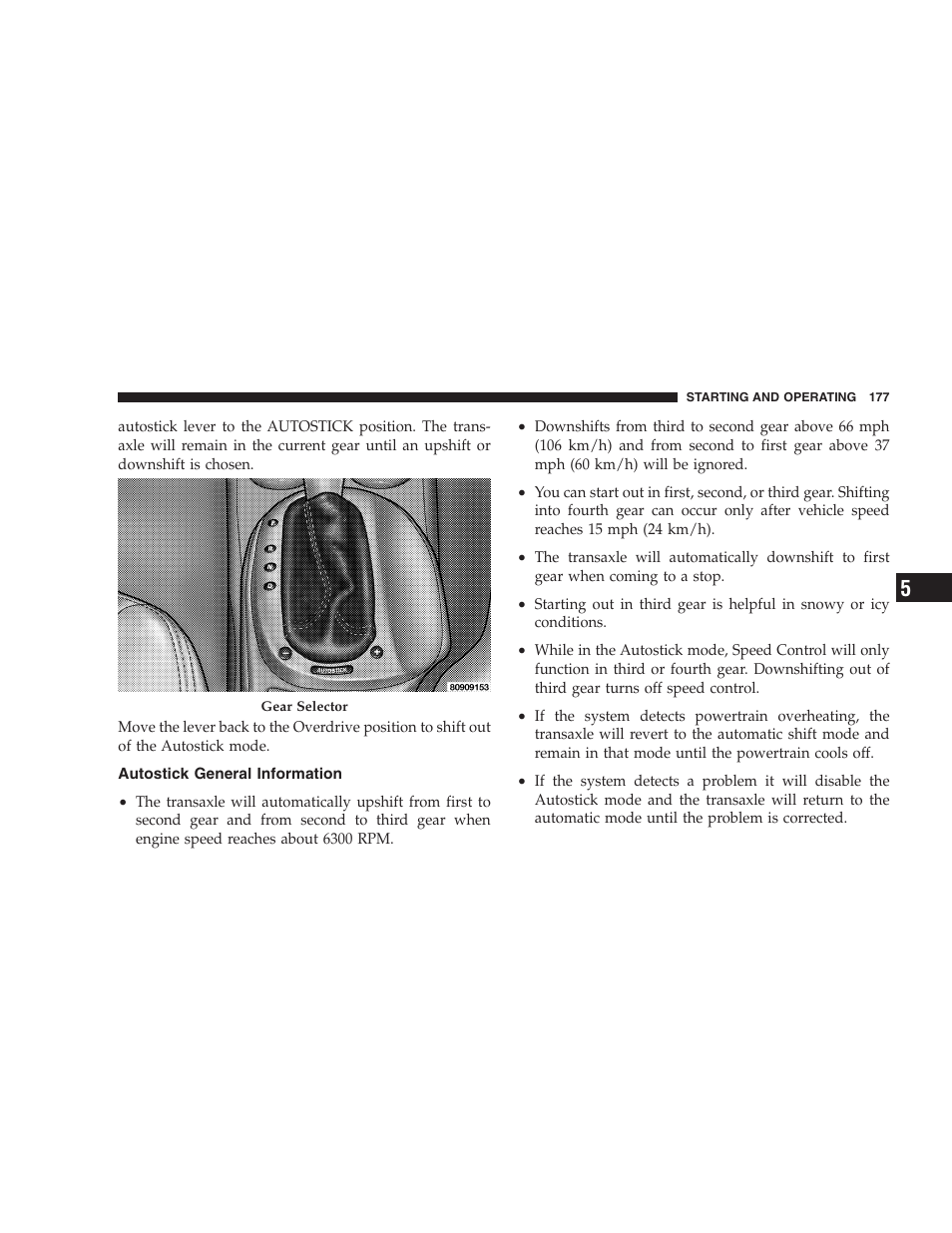 Autostick general information | Chrysler 2006 Sebring Convertible User Manual | Page 177 / 302