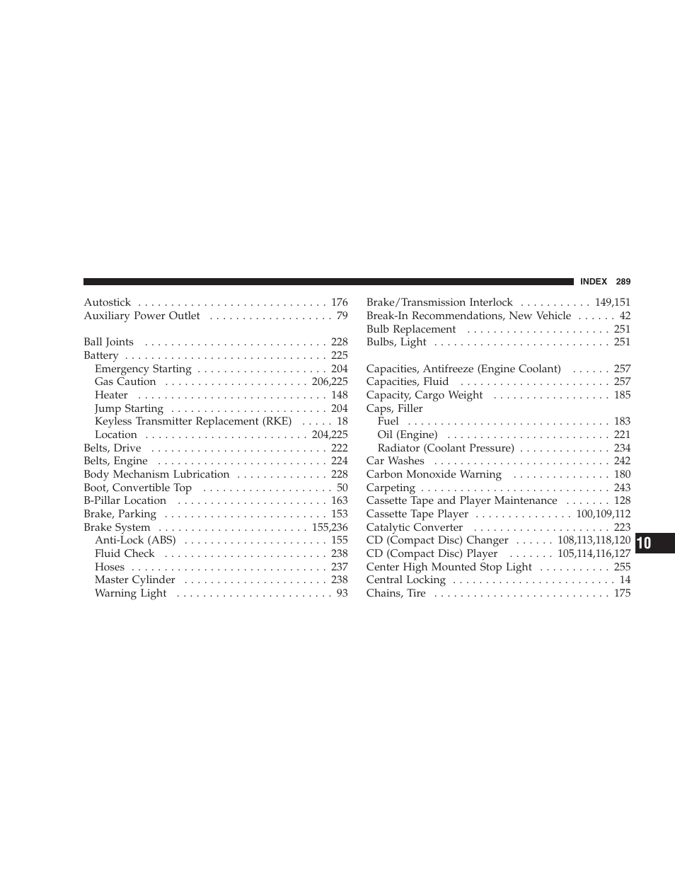 Chrysler 2006 Sebring Convertible User Manual | Page 289 / 302