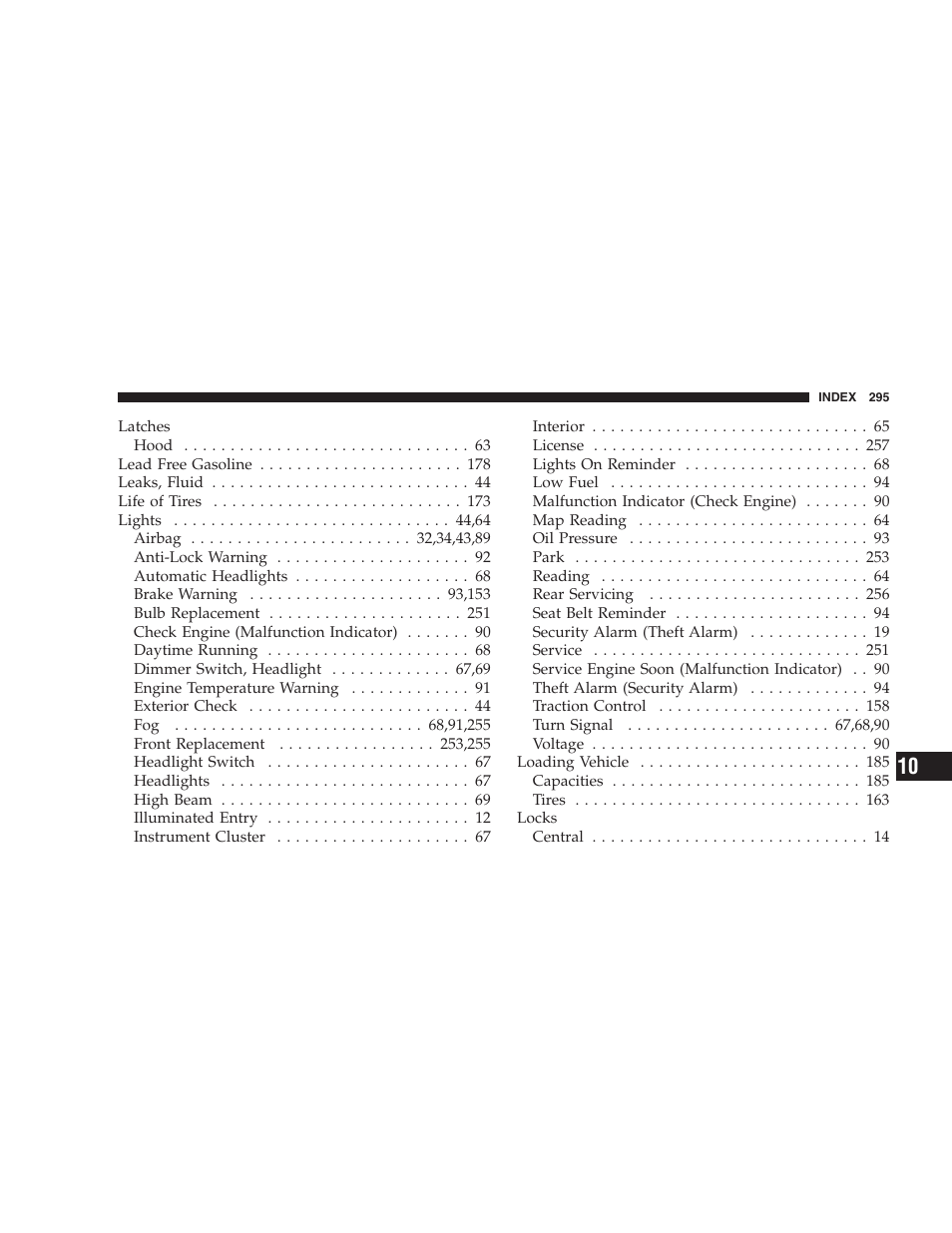 Chrysler 2006 Sebring Convertible User Manual | Page 295 / 302