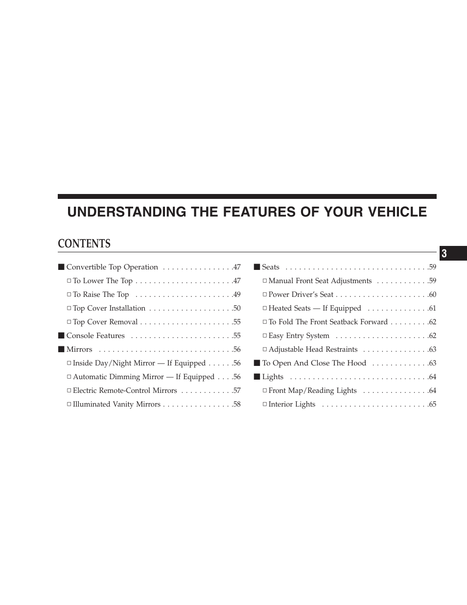 Chrysler 2006 Sebring Convertible User Manual | Page 45 / 302