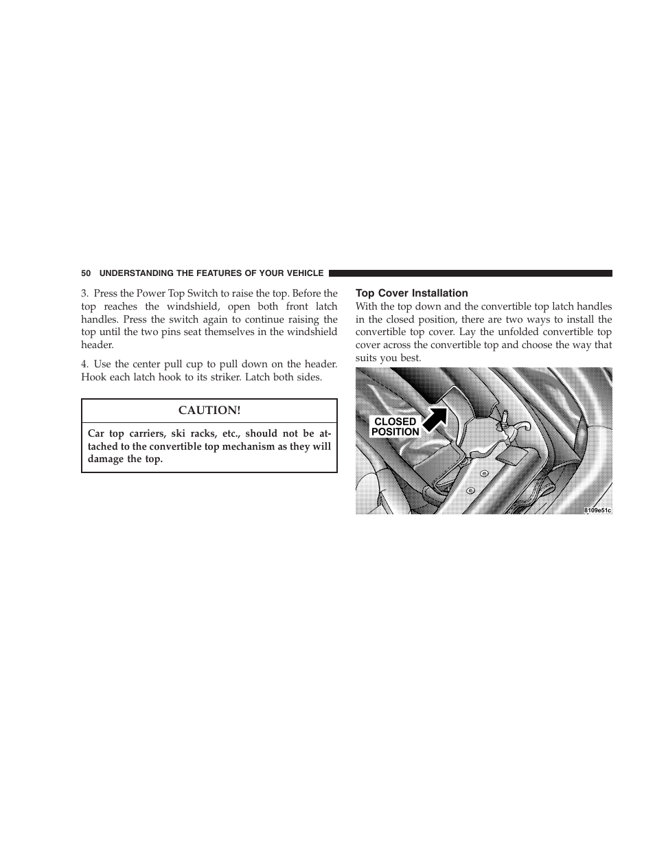 Top cover installation | Chrysler 2006 Sebring Convertible User Manual | Page 50 / 302