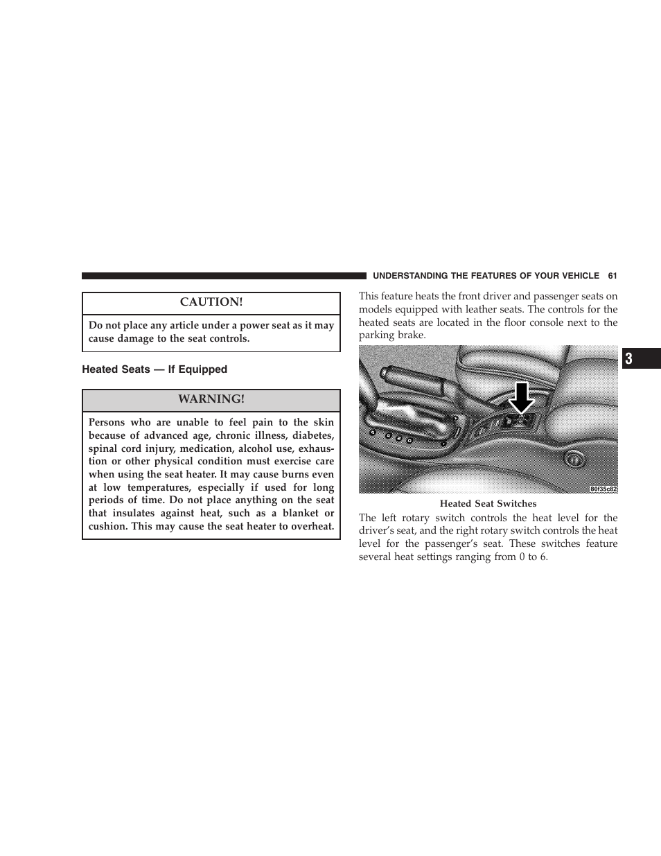 Heated seats — if equipped | Chrysler 2006 Sebring Convertible User Manual | Page 61 / 302