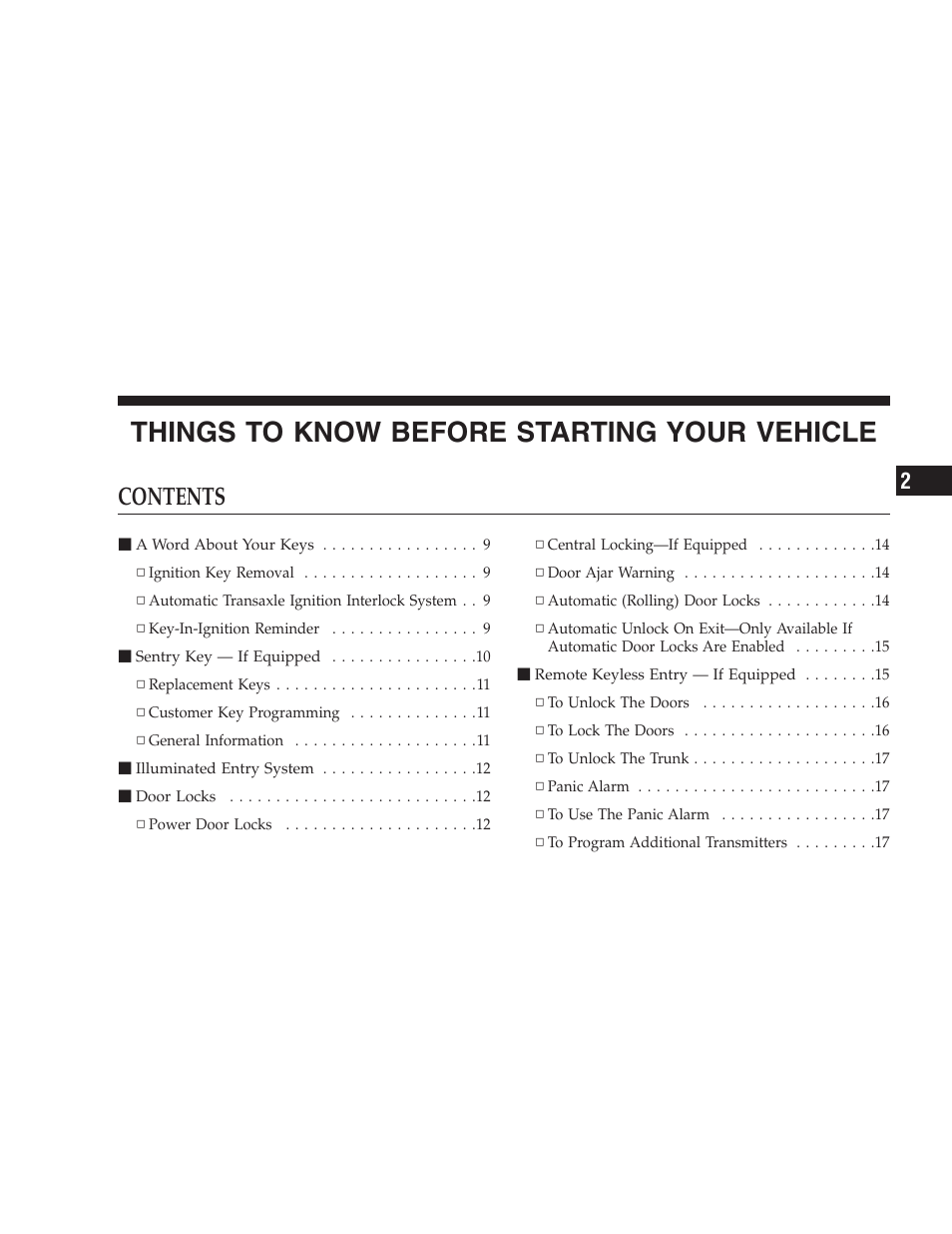 Chrysler 2006 Sebring Convertible User Manual | Page 7 / 302