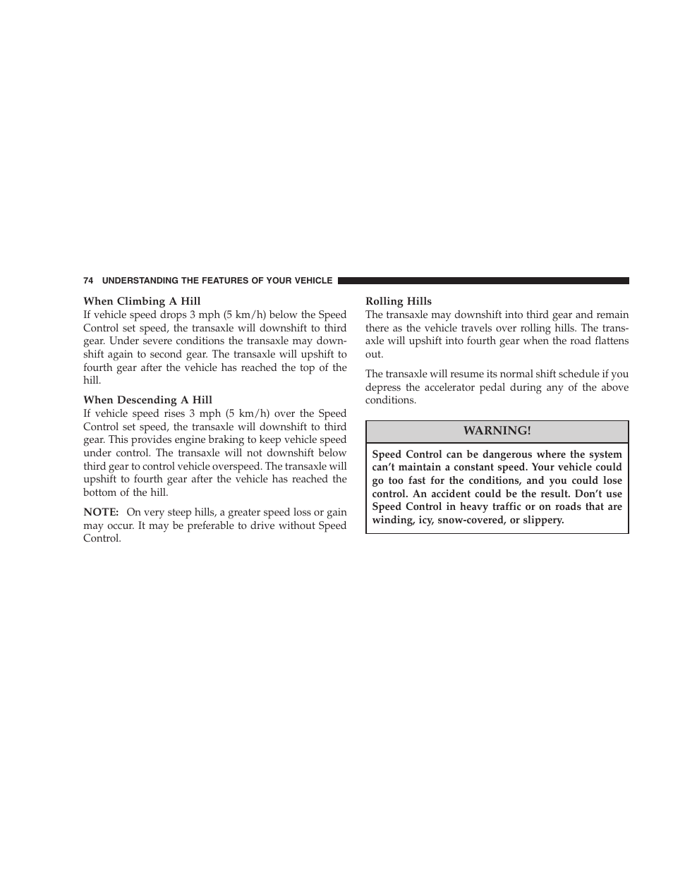 Chrysler 2006 Sebring Convertible User Manual | Page 74 / 302