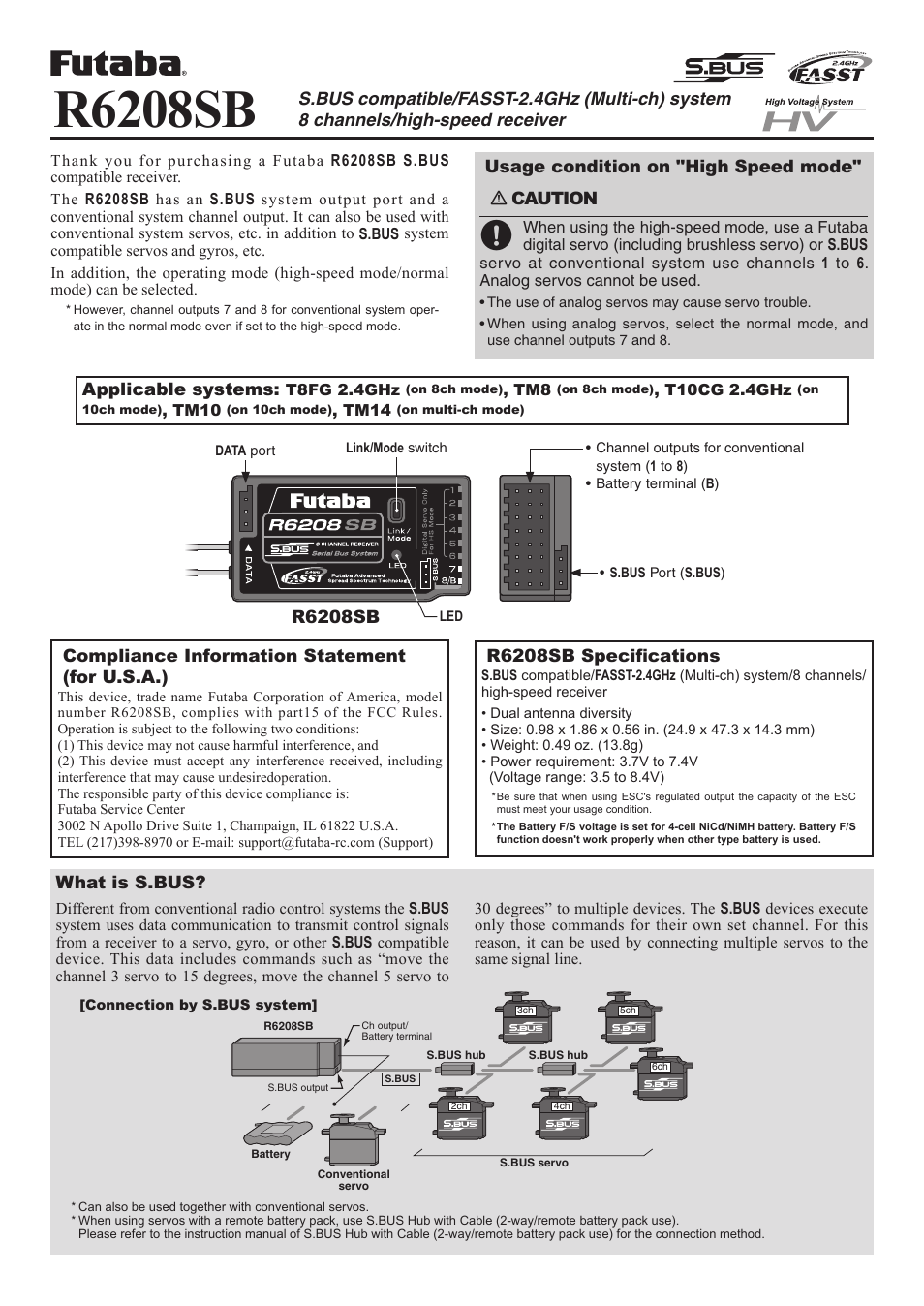 Futaba R6208SB User Manual | 2 pages