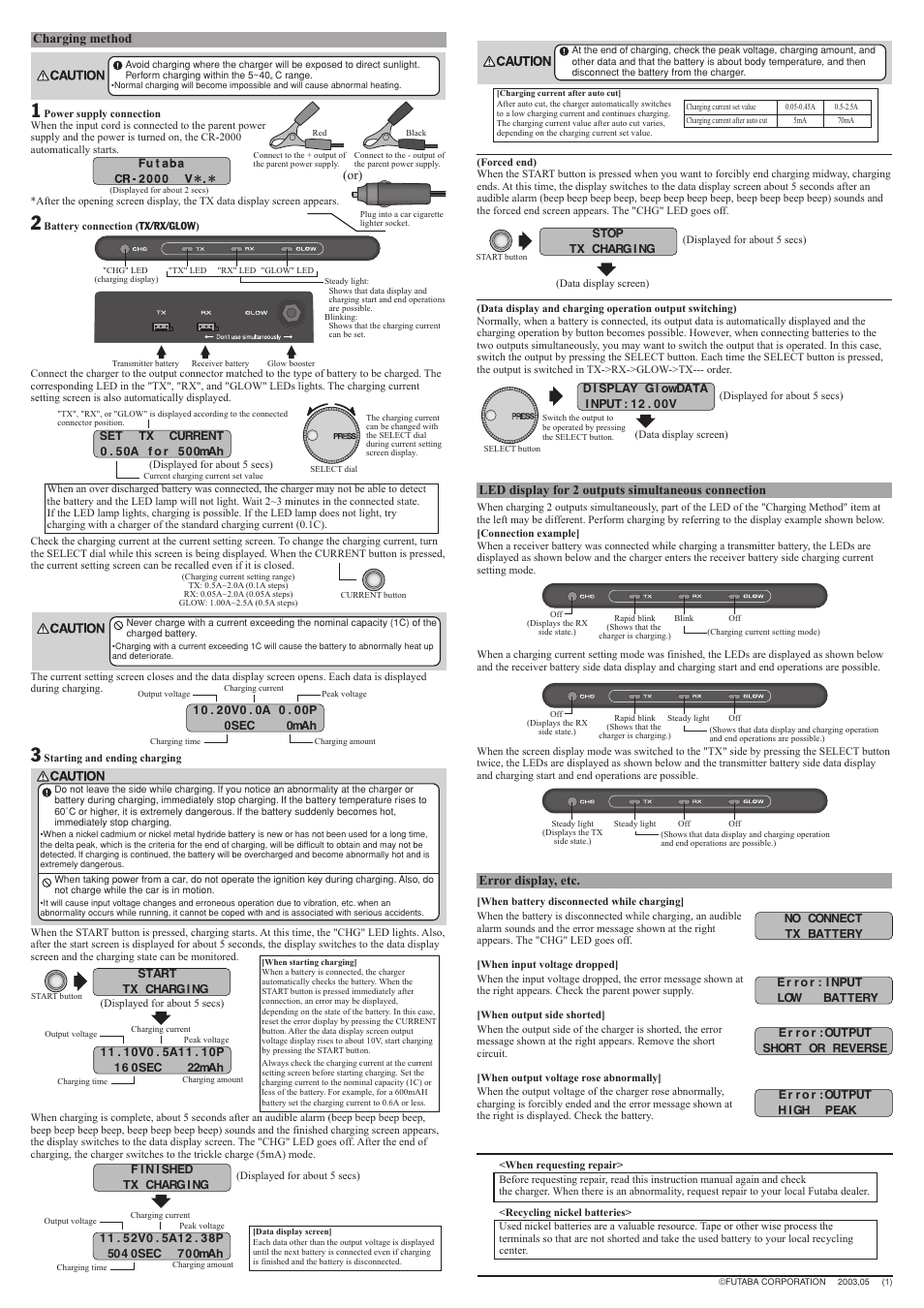 Futaba CR-2000 DC Peak Charger User Manual | Page 2 / 2