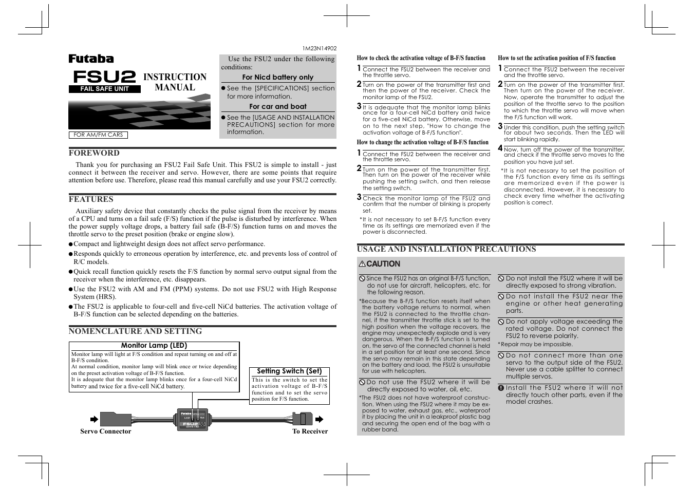 Futaba FSU2 User Manual | 2 pages