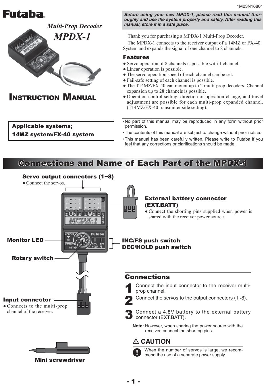 Futaba MPDX-1 User Manual | 4 pages