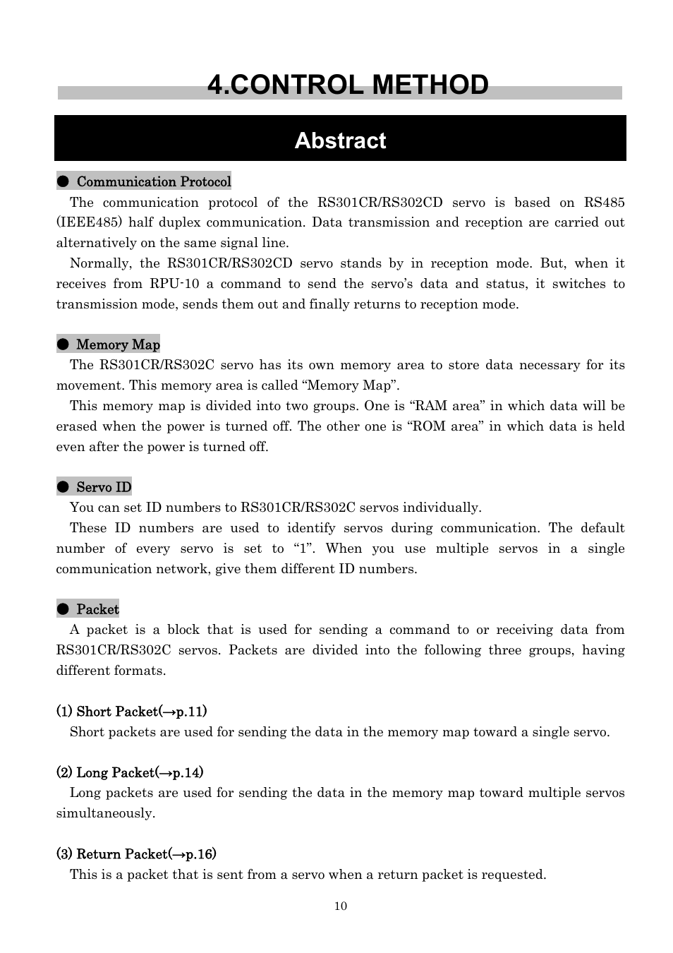 Control method, Abstract | Futaba RS302CD User Manual | Page 10 / 33