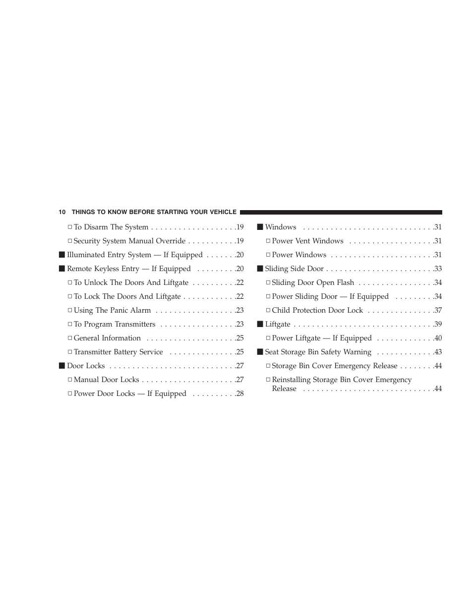 Chrysler 2007 Town and Country User Manual | Page 10 / 504