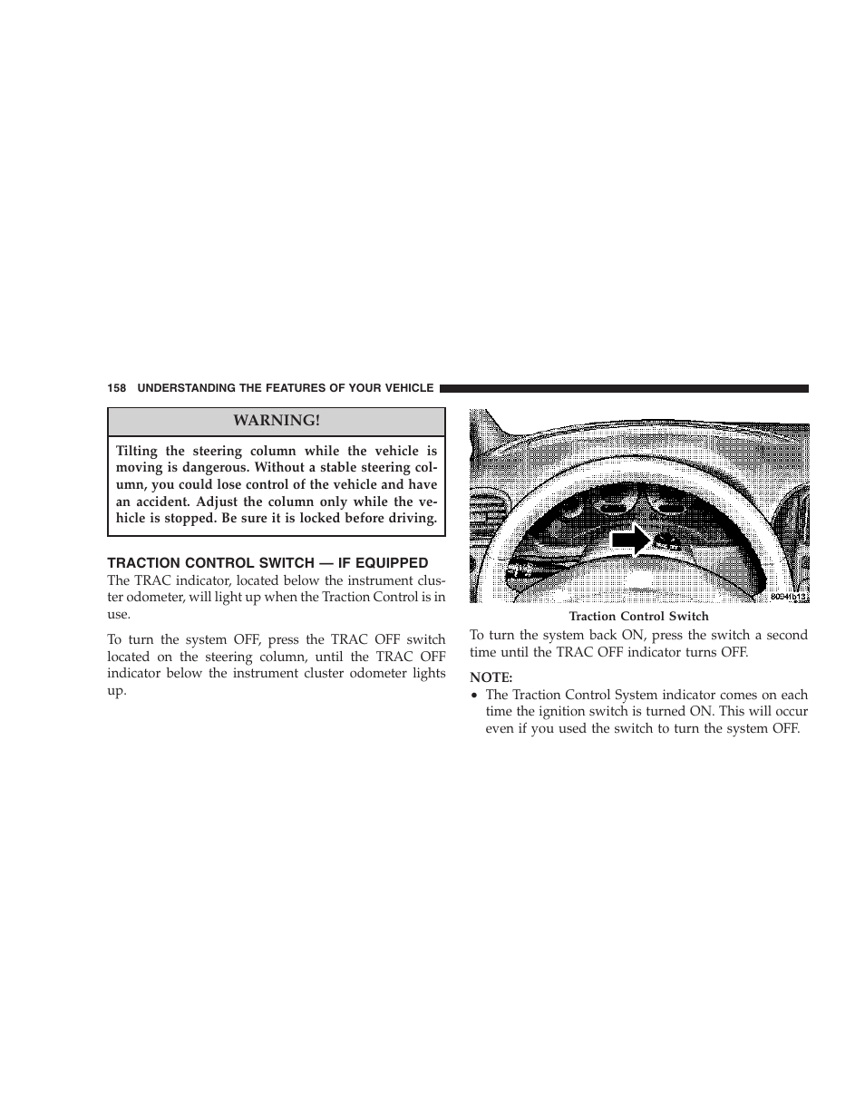 Traction control switch — if equipped | Chrysler 2007 Town and Country User Manual | Page 158 / 504