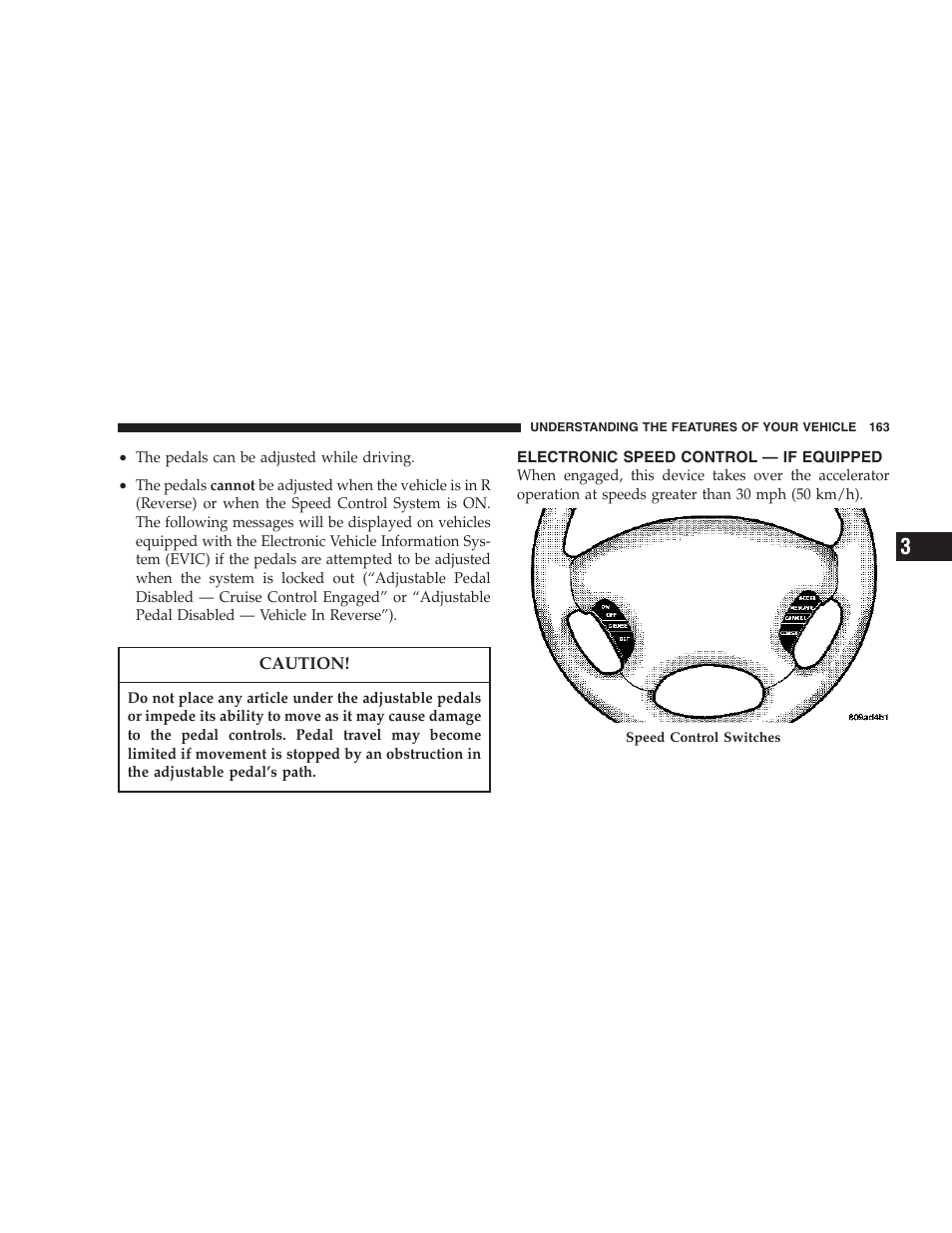 Electronic speed control — if equipped | Chrysler 2007 Town and Country User Manual | Page 163 / 504