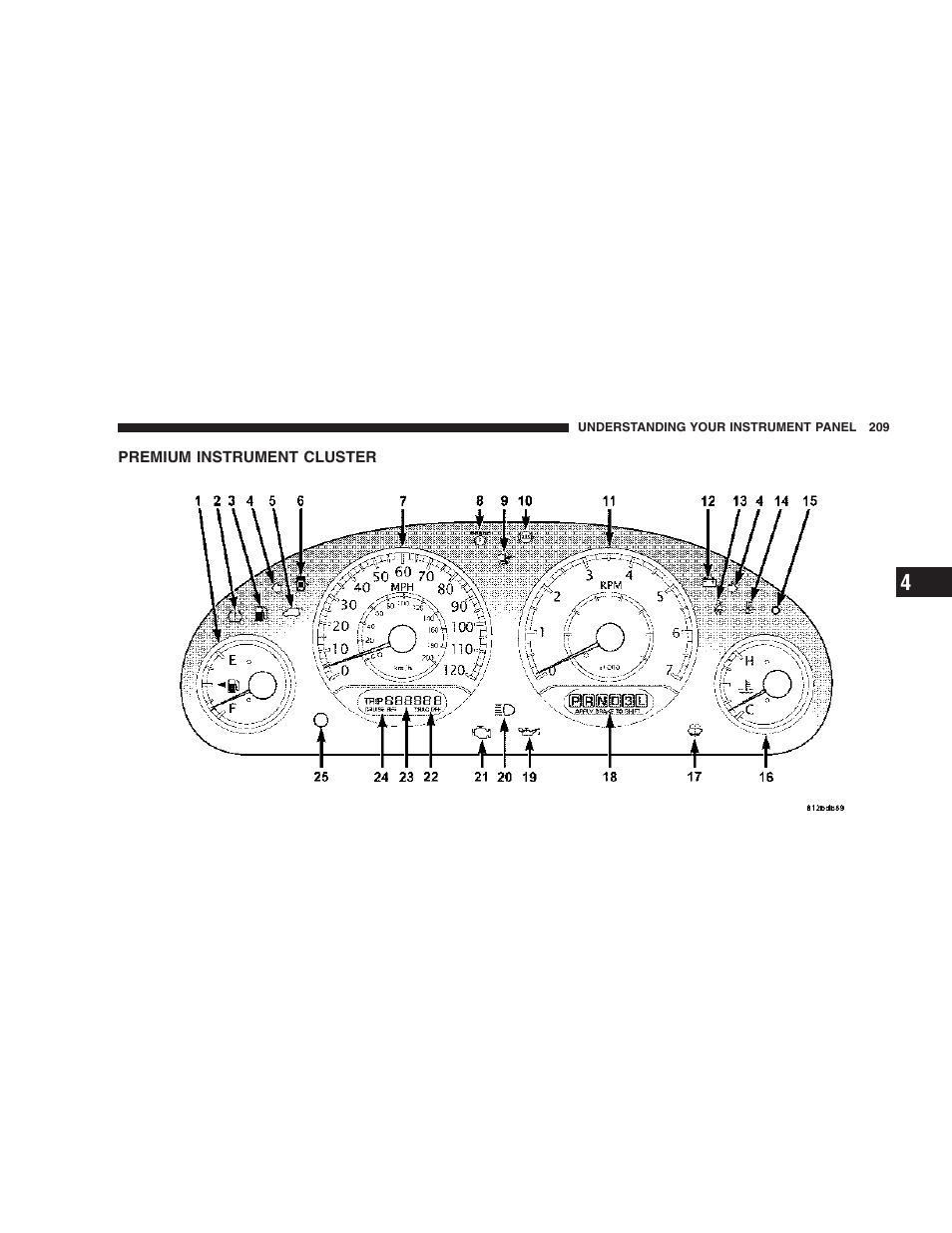 Premium instrument cluster | Chrysler 2007 Town and Country User Manual | Page 209 / 504