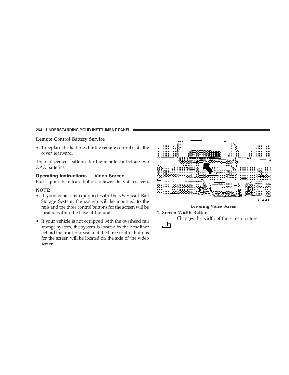 Operating instructions — video screen | Chrysler 2007 Town and Country User Manual | Page 264 / 504