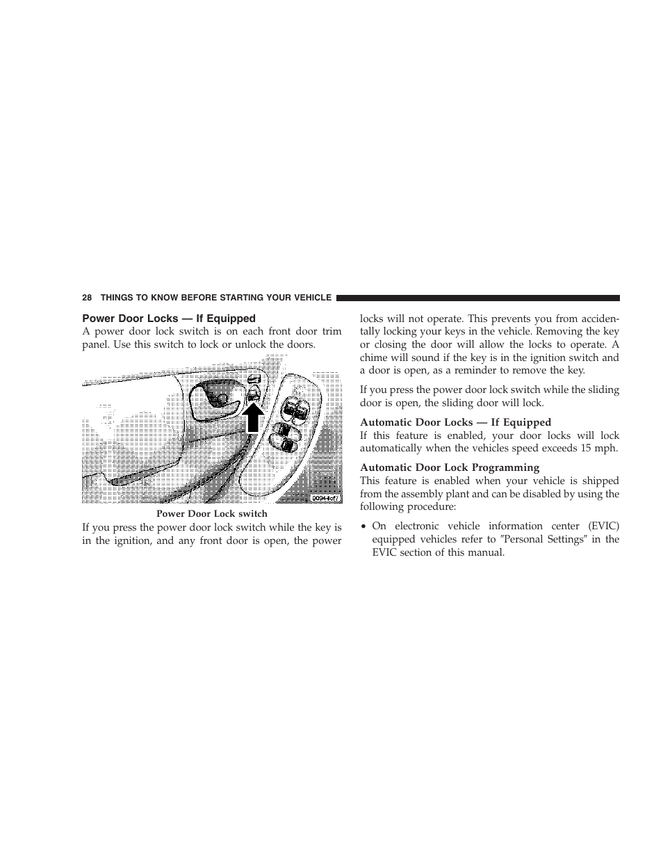 Power door locks — if equipped | Chrysler 2007 Town and Country User Manual | Page 28 / 504