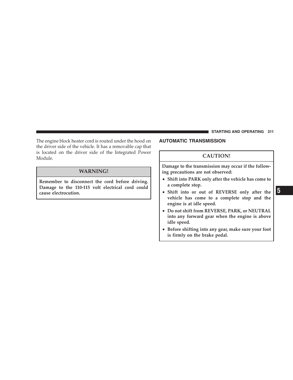 Automatic transmission | Chrysler 2007 Town and Country User Manual | Page 311 / 504