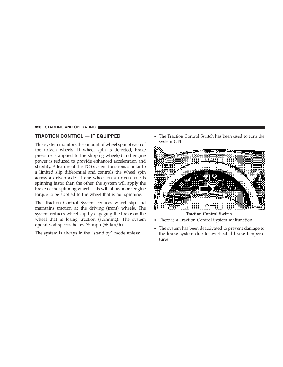 Traction control — if equipped | Chrysler 2007 Town and Country User Manual | Page 320 / 504