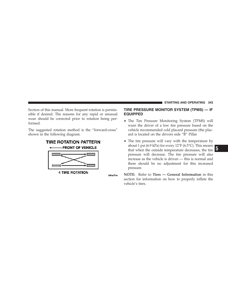 Tire pressure monitor system (tpms) — if, Equipped | Chrysler 2007 Town and Country User Manual | Page 343 / 504