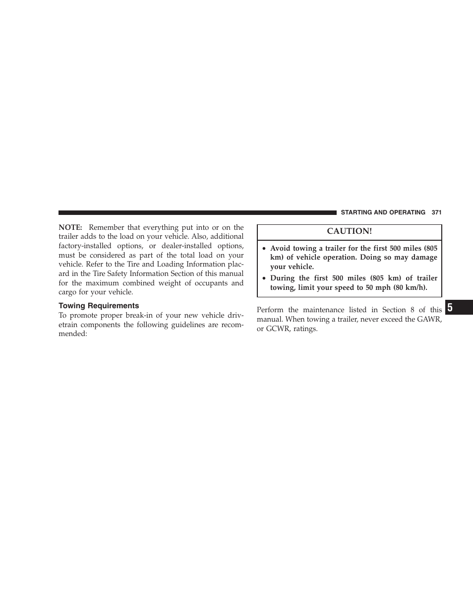 Towing requirements | Chrysler 2007 Town and Country User Manual | Page 371 / 504