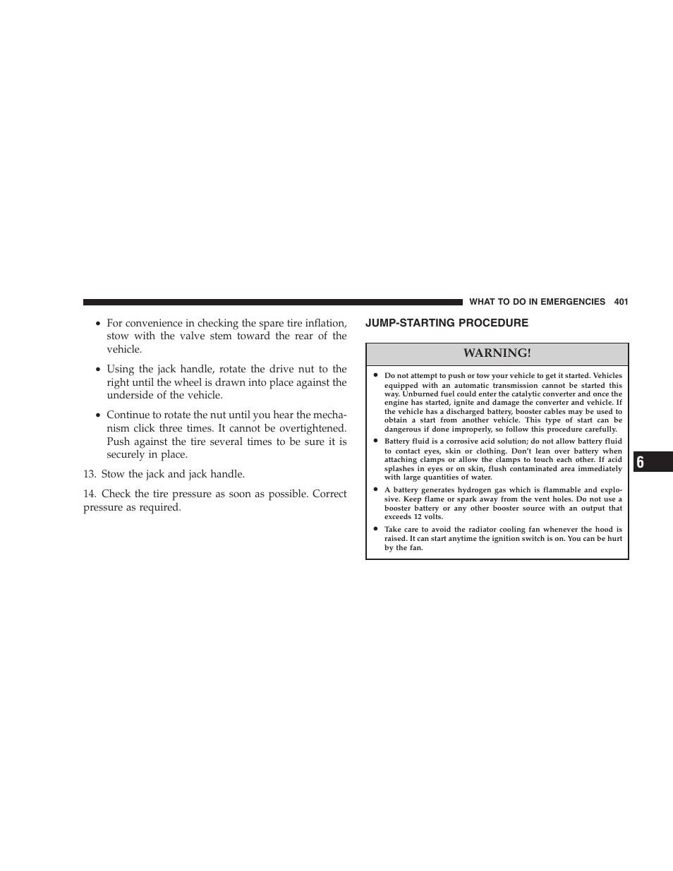 Jump-starting procedure | Chrysler 2007 Town and Country User Manual | Page 401 / 504