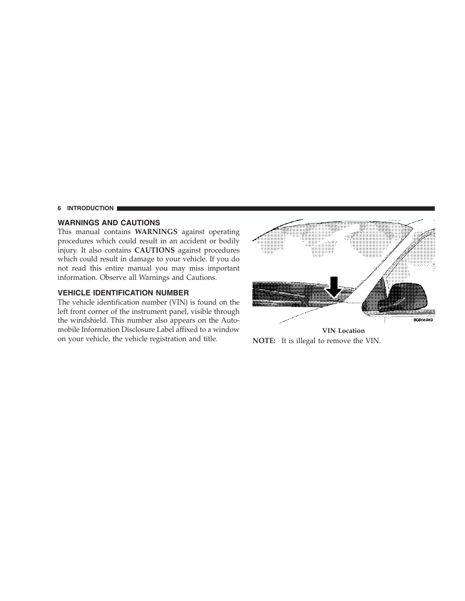 Warnings and cautions, Vehicle identification number | Chrysler 2007 Town and Country User Manual | Page 6 / 504