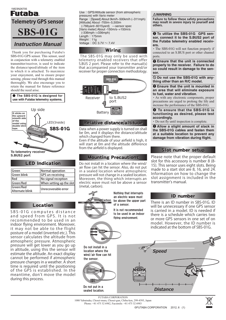 Futaba SBS-01G User Manual | 1 page