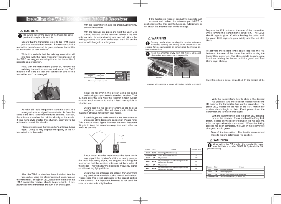 Installing the tm-7 module and r607fs receiver | Futaba TM-7 User Manual | Page 4 / 4
