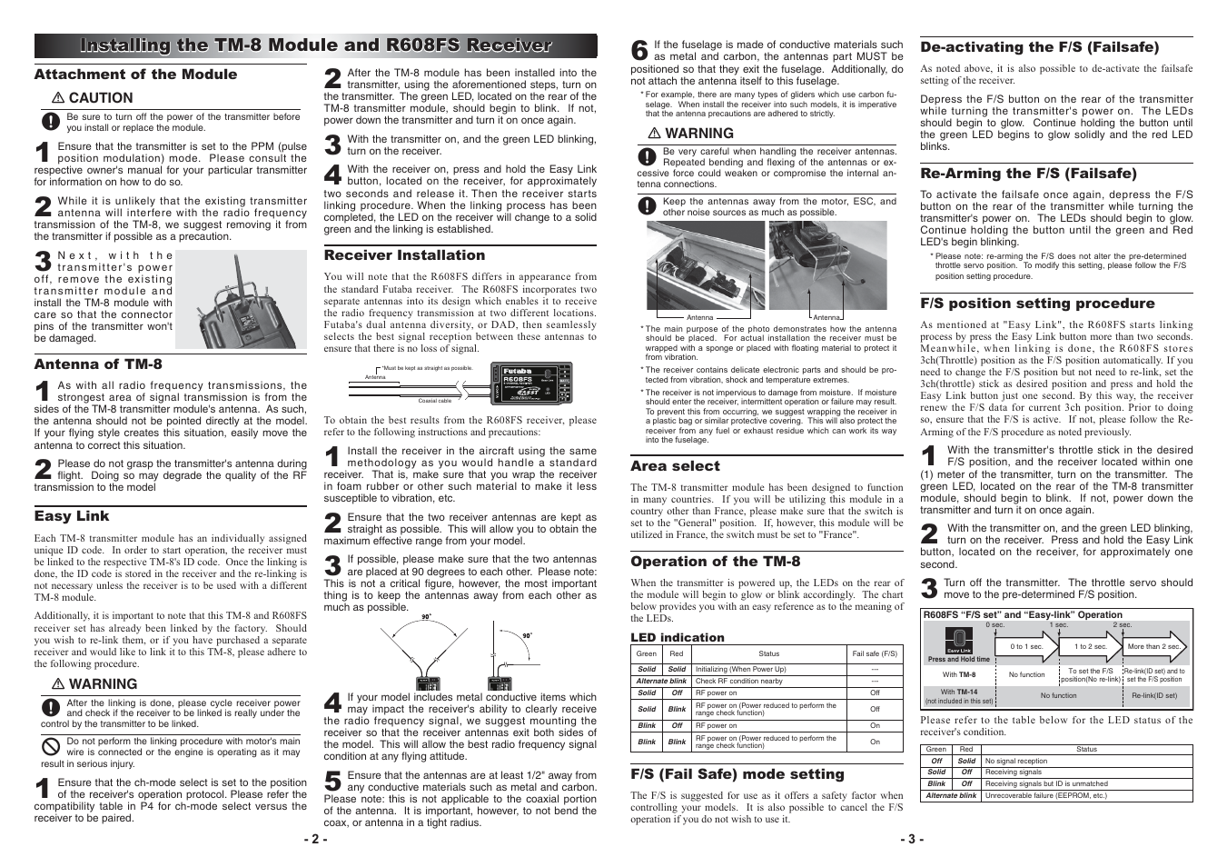 Installing the tm-8 module and r608fs receiver | Futaba TM-8 User Manual | Page 4 / 4
