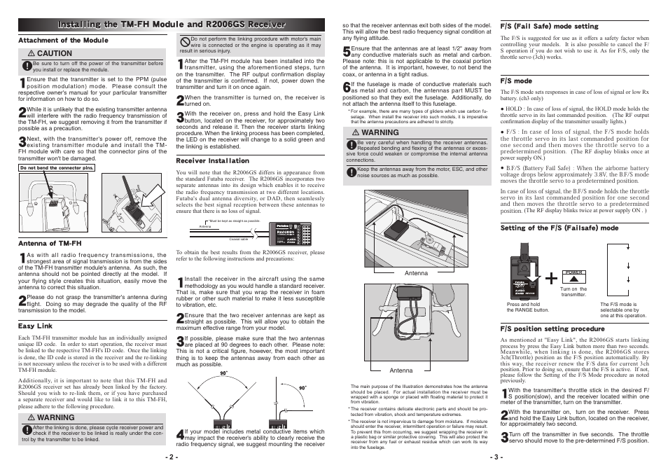 Installing the tm-fh module and r2006gs receiver | Futaba R2006GS User Manual | Page 2 / 2