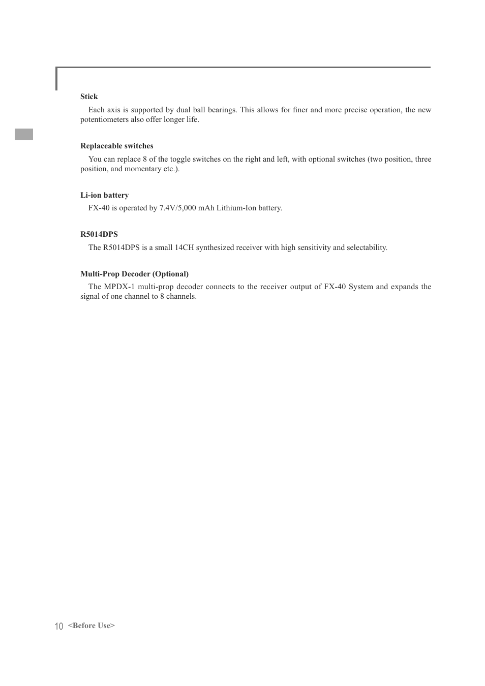 Futaba FX-40 User Manual | Page 10 / 129