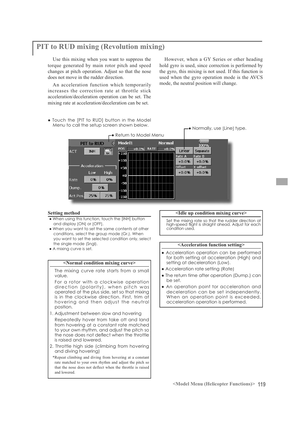 Pit to rud mixing (revolution mixing) | Futaba FX-40 User Manual | Page 119 / 129