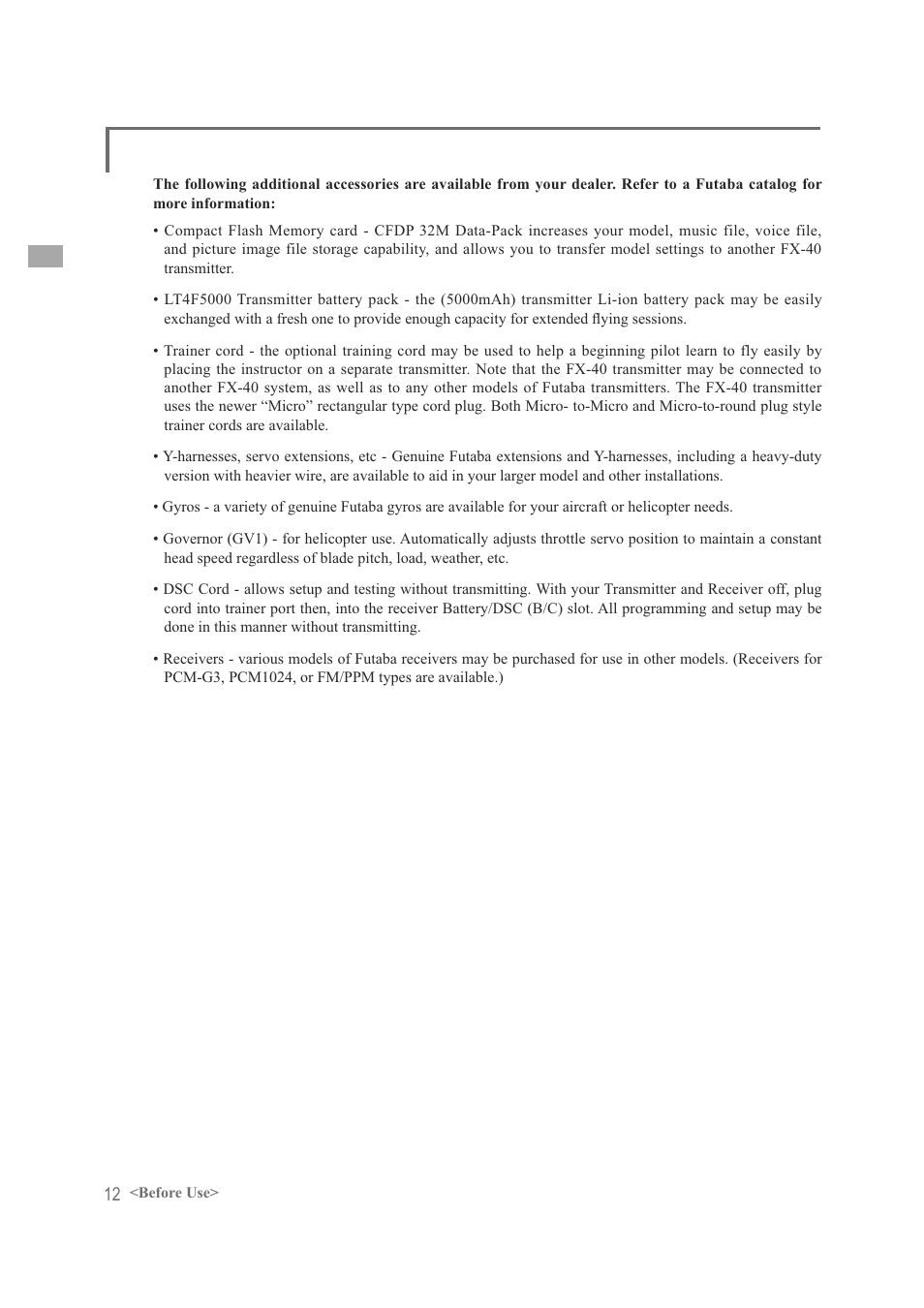 Futaba FX-40 User Manual | Page 12 / 129