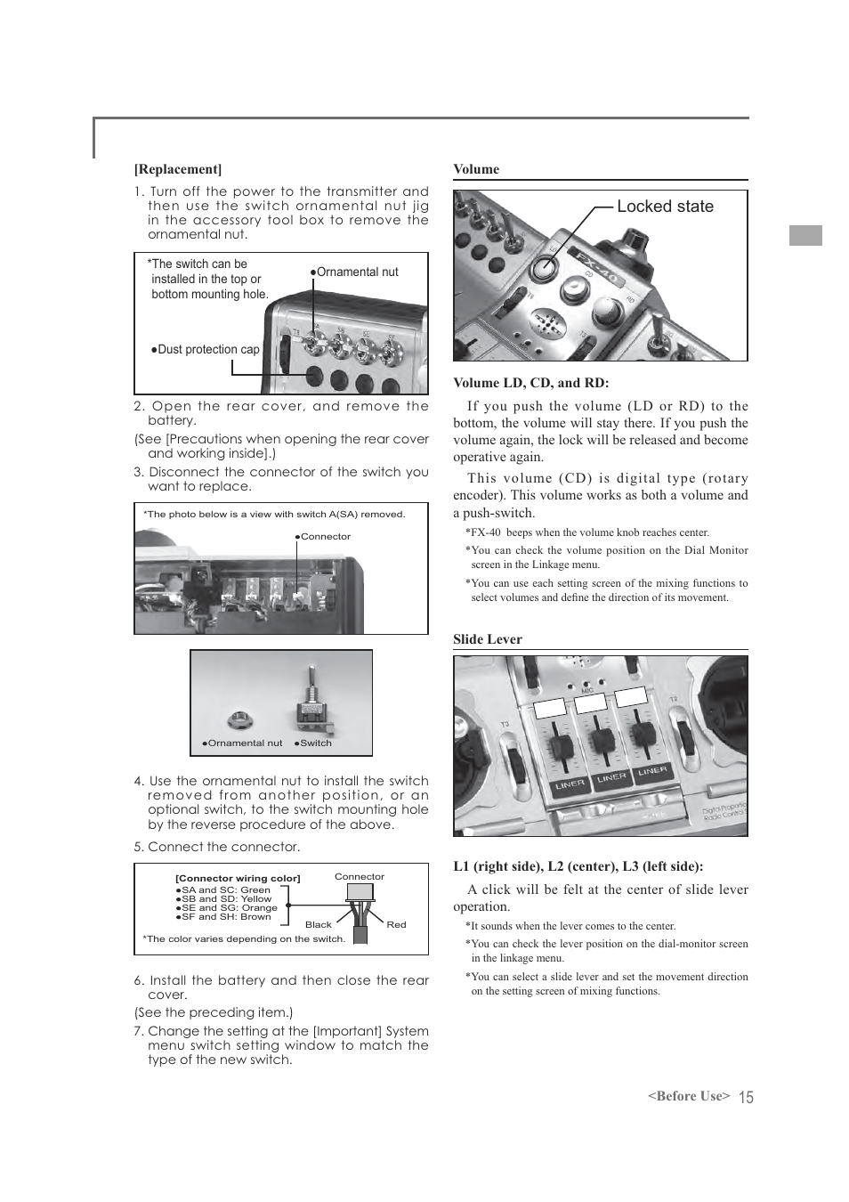 Locked state | Futaba FX-40 User Manual | Page 15 / 129