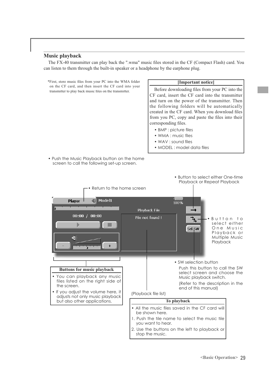 Music playback | Futaba FX-40 User Manual | Page 29 / 129