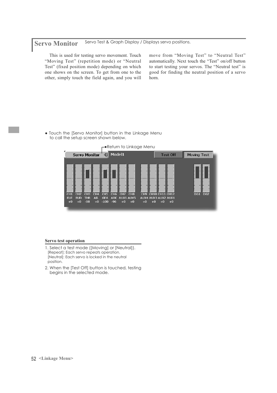 Servo monitor | Futaba FX-40 User Manual | Page 52 / 129