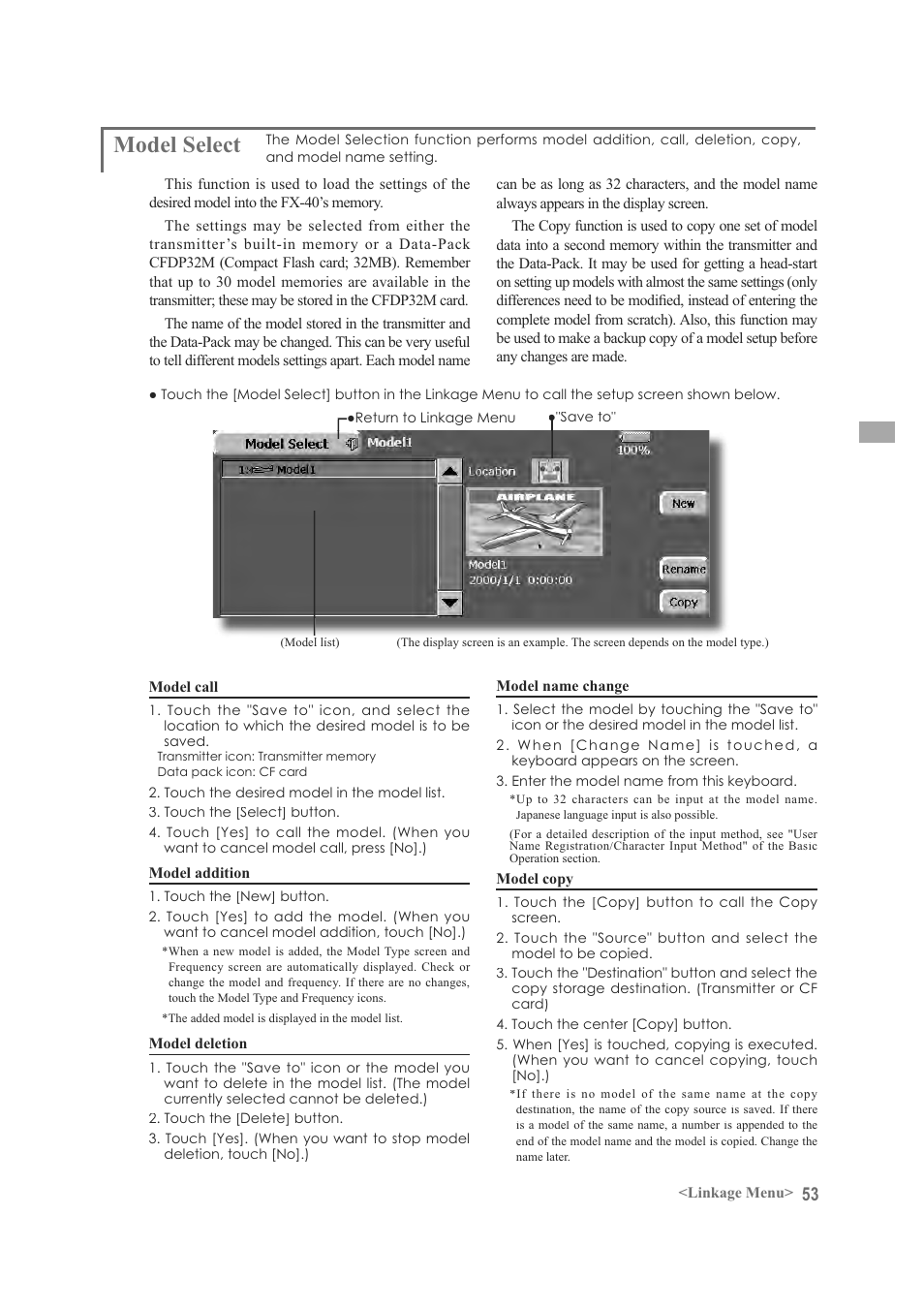 Model select | Futaba FX-40 User Manual | Page 53 / 129