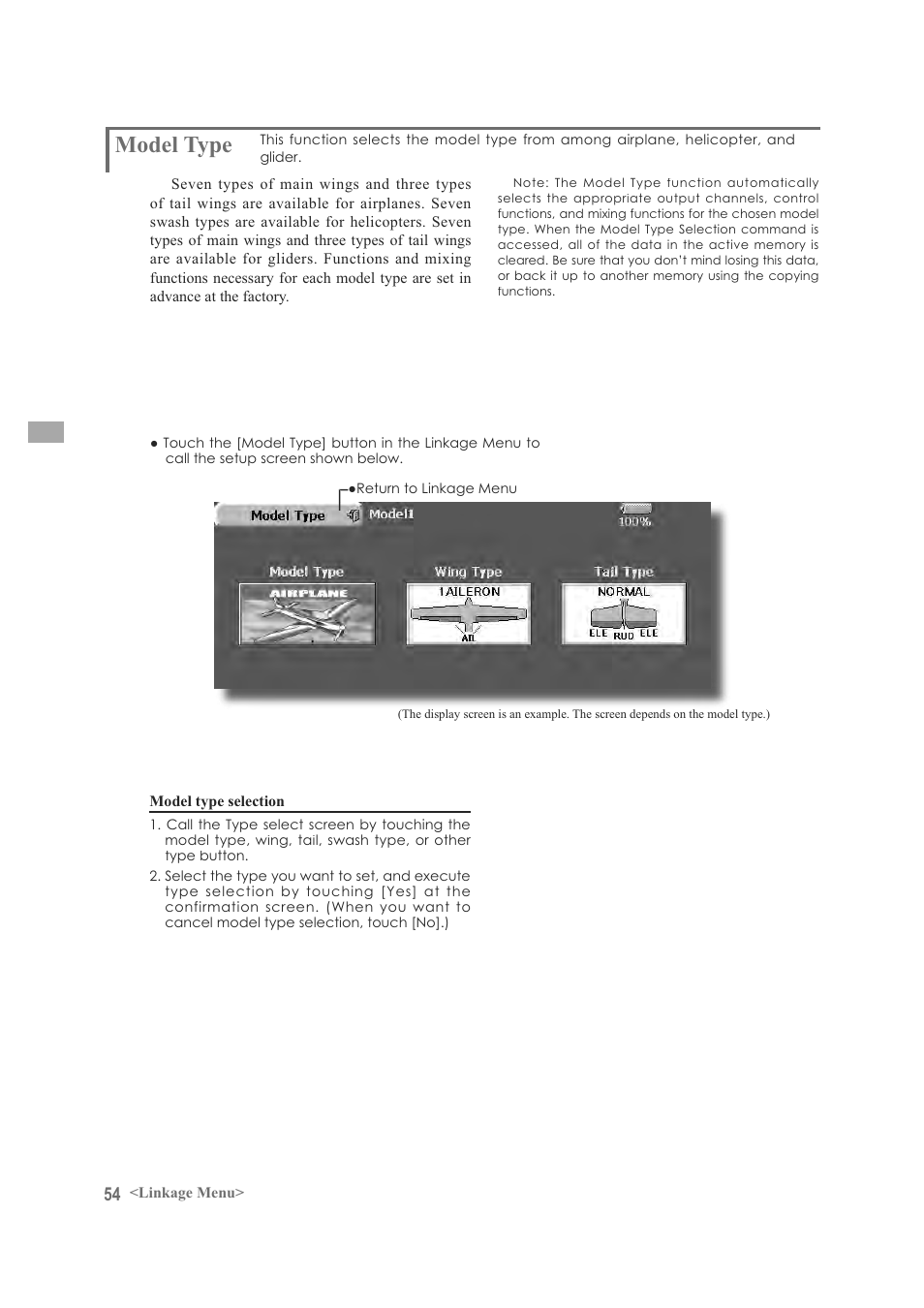 Model type | Futaba FX-40 User Manual | Page 54 / 129