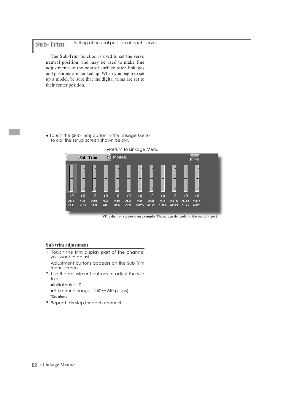 Sub-trim | Futaba FX-40 User Manual | Page 62 / 129
