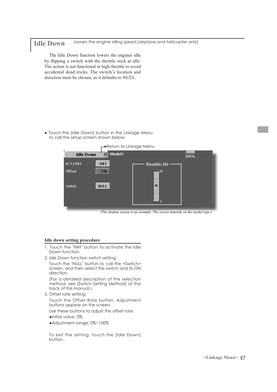Idle down | Futaba FX-40 User Manual | Page 67 / 129