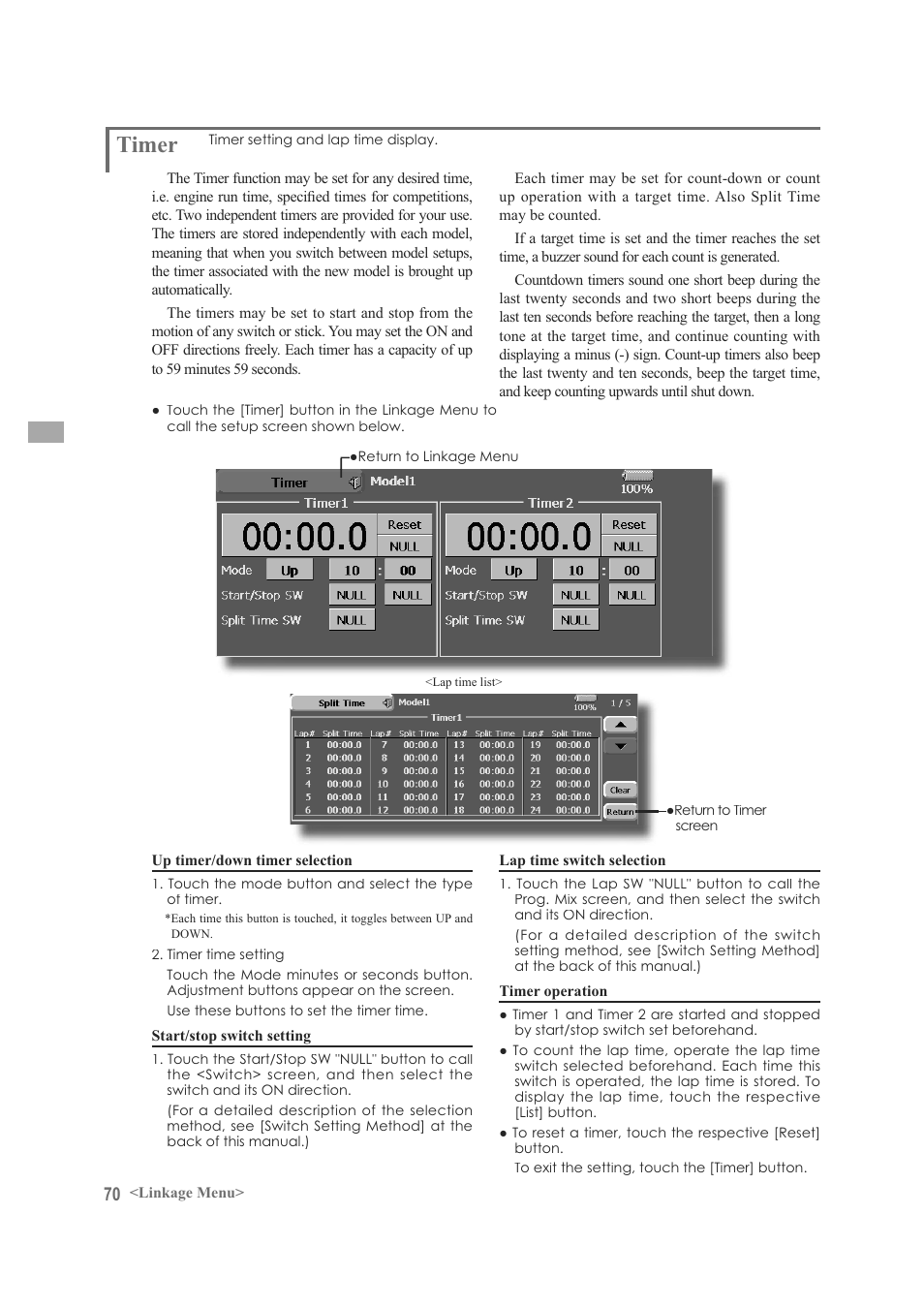 Timer | Futaba FX-40 User Manual | Page 70 / 129