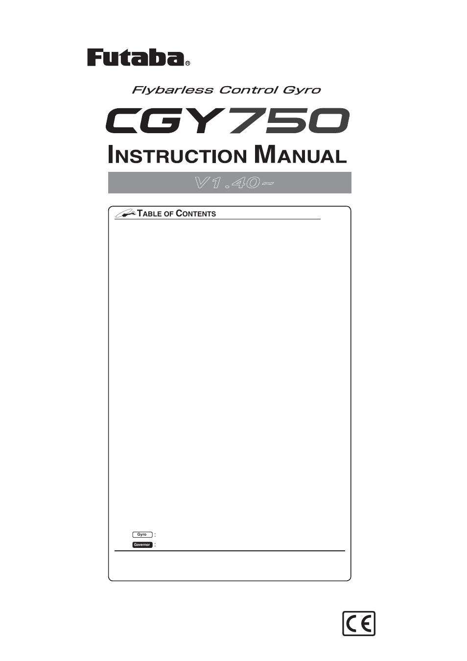 Futaba CGY750 User Manual | 27 pages