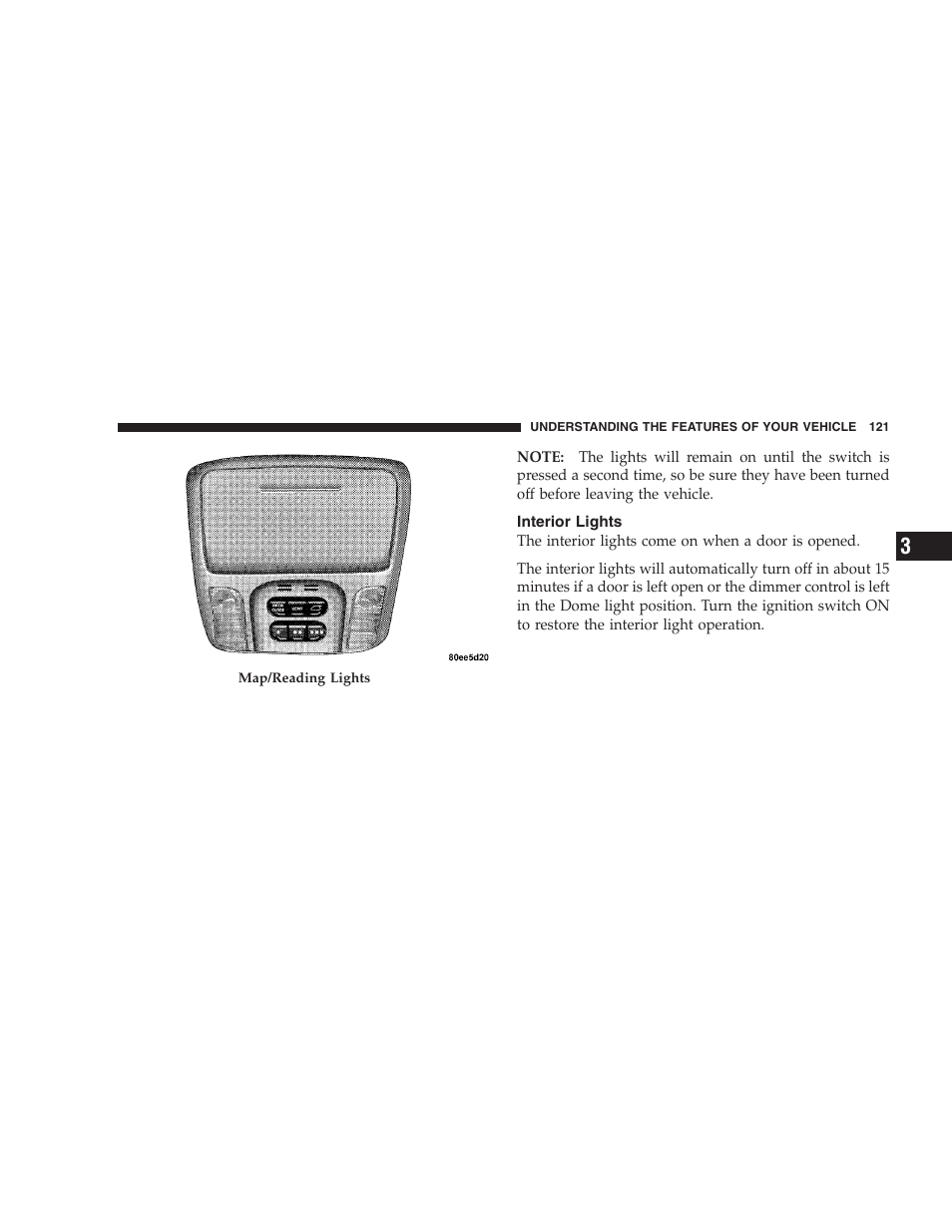 Interior lights | Chrysler 2005 Pacifica User Manual | Page 121 / 420